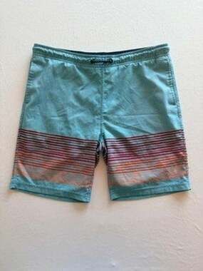 Spyder Swim Trunks Boys Size M 10/12 Blue Striped Board Shorts Lined Drawstring